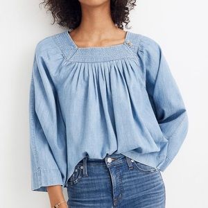 Madewell Denim Square Neck Top